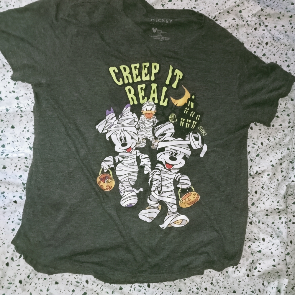 Disney Charcoal Juniors or Petite Woman Halloween Tee-glow in the dark